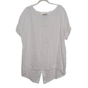 Terzo Millenio Crochet Lace Linen Shirt Womens Size Medium White Beach Italian